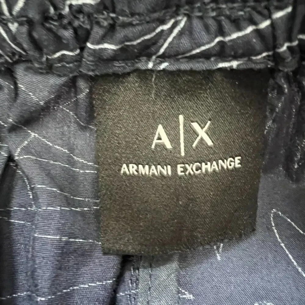 Armani Exchange Drawstring Waist Blue White Palm Print Shorts Mens Size 30
